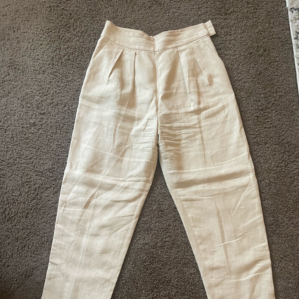 Theory cream linen pants